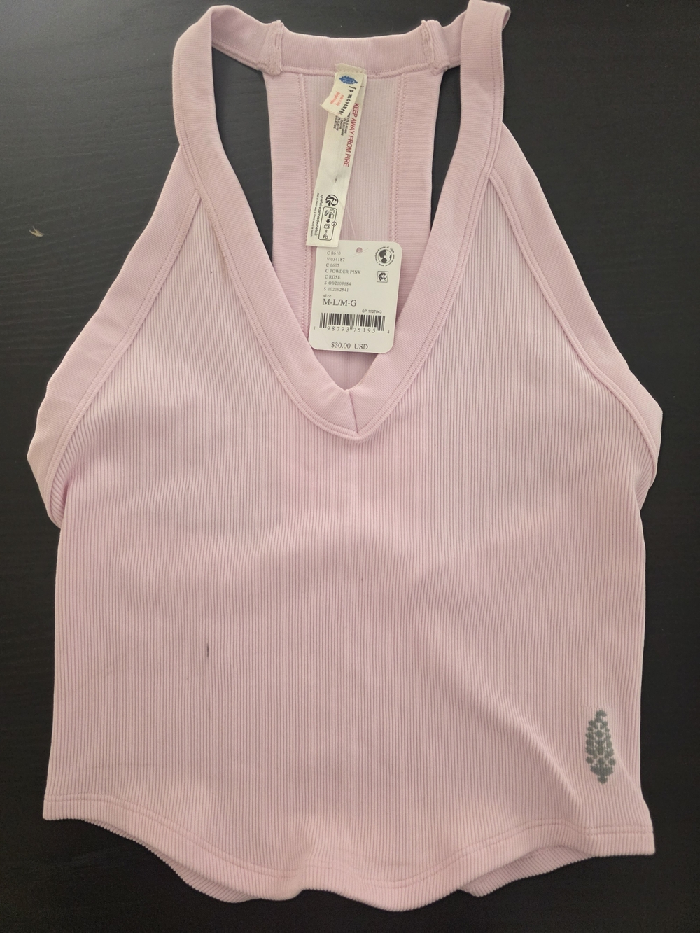 Free People Pink Ribbed Racerback Tank Top